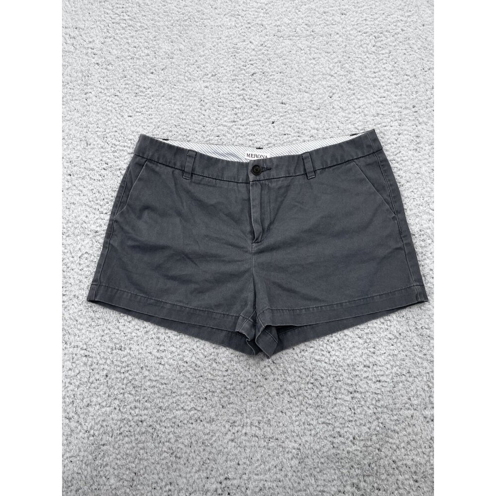 Merona Shorts Womens 12 Gray Chino Mid-Rise Casual Basic